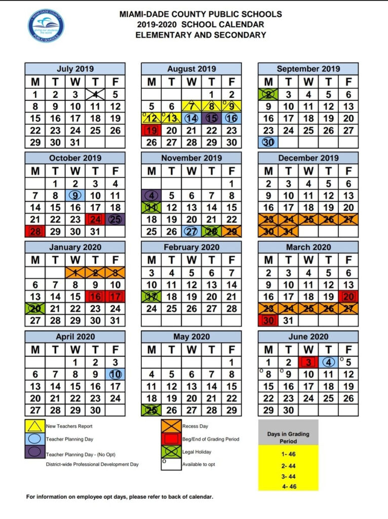 Miami Dade County Public School Calendar 2021 2020 Avnitasoni