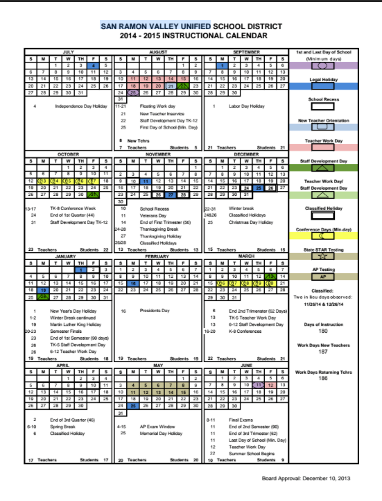 New Instructional Calendar The Stampede