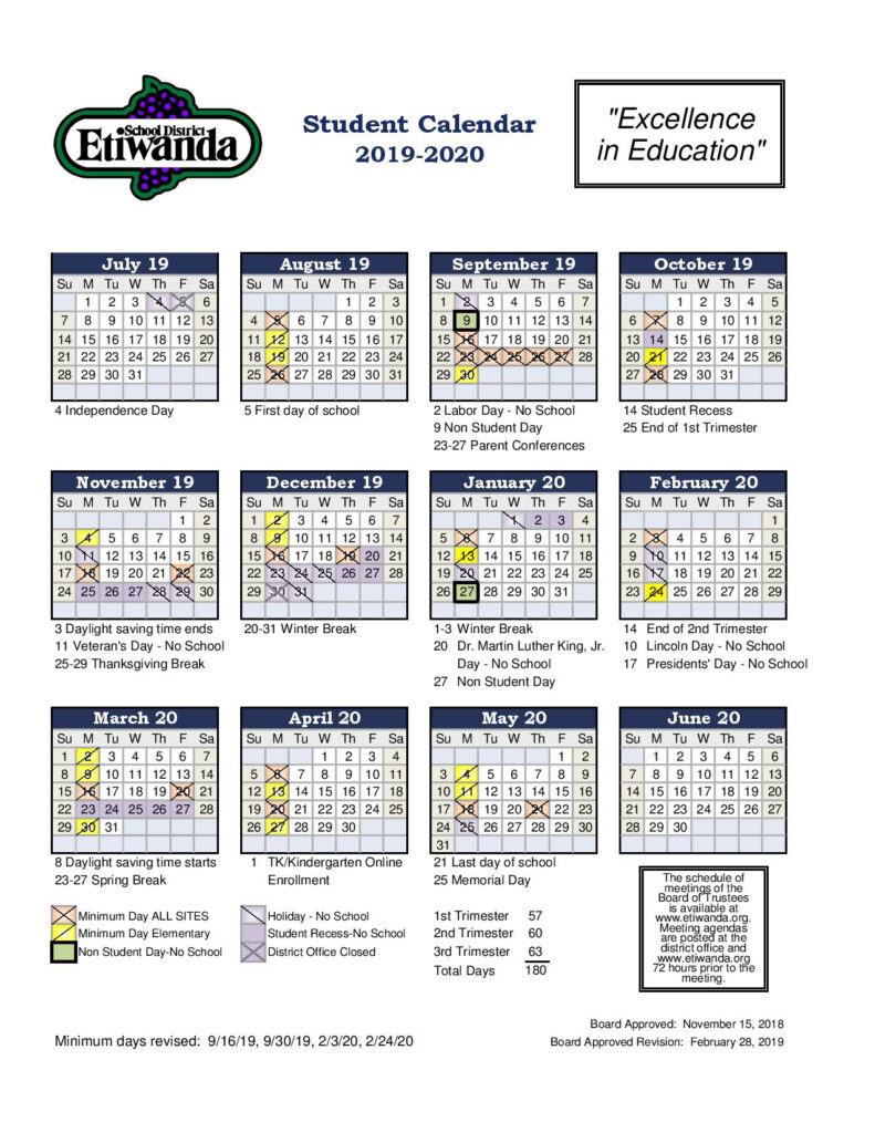 Ontario Montclair School District Calendar Printable Calendar 2021 2022