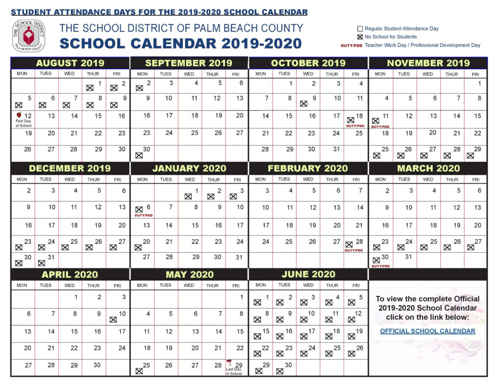 Palm Beach School Calendar 2019 Free Printable Images Https www 