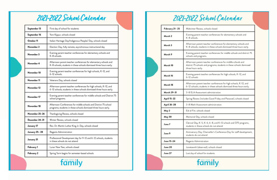 Print The 2021 2022 NYC School Calendar With Fun Printable