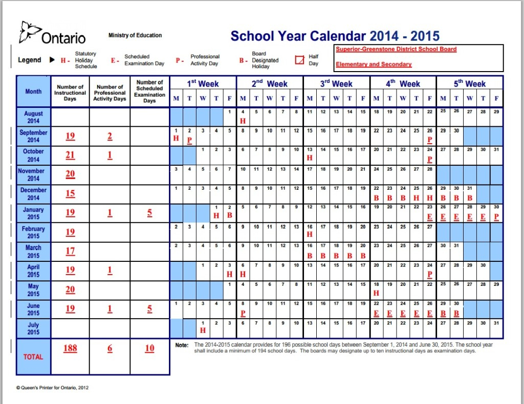 Superior Senior High School Calendar 2023