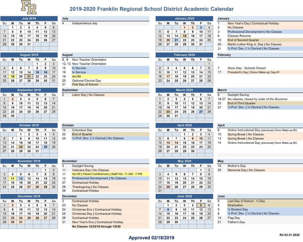 Revised District Calendar Continuity Of Education Plan Online 