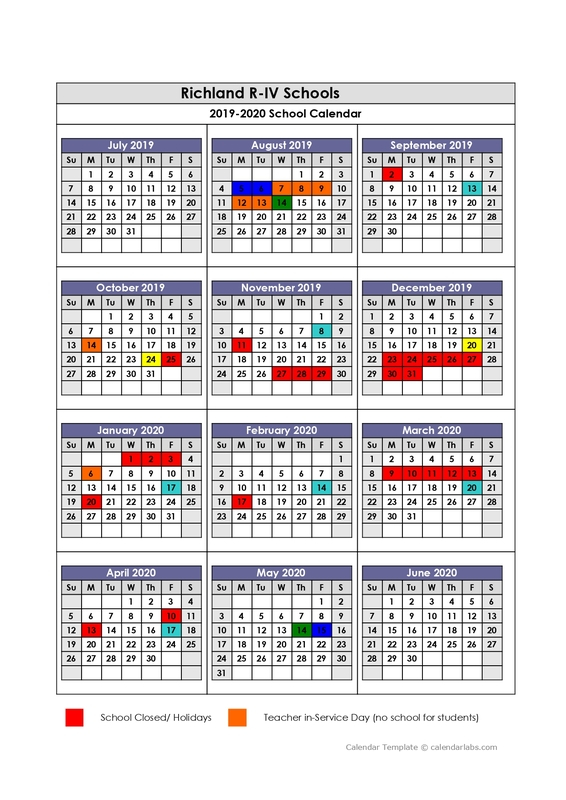 Richland School District Calendar 2023 - Schoolcalendars.net
