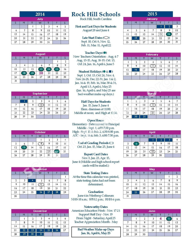 Rock Hill School District Calendar Qualads