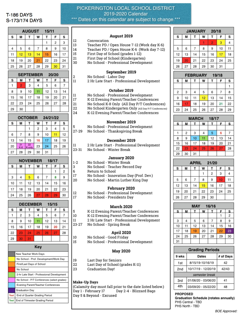 School Calendar 2019 20 Free Calendar Template