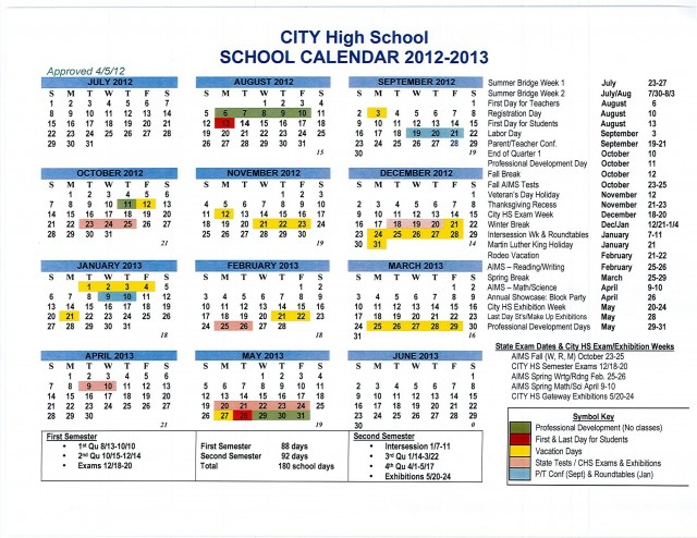 School Calendar Approved For 2012 13 A Charter High School In 