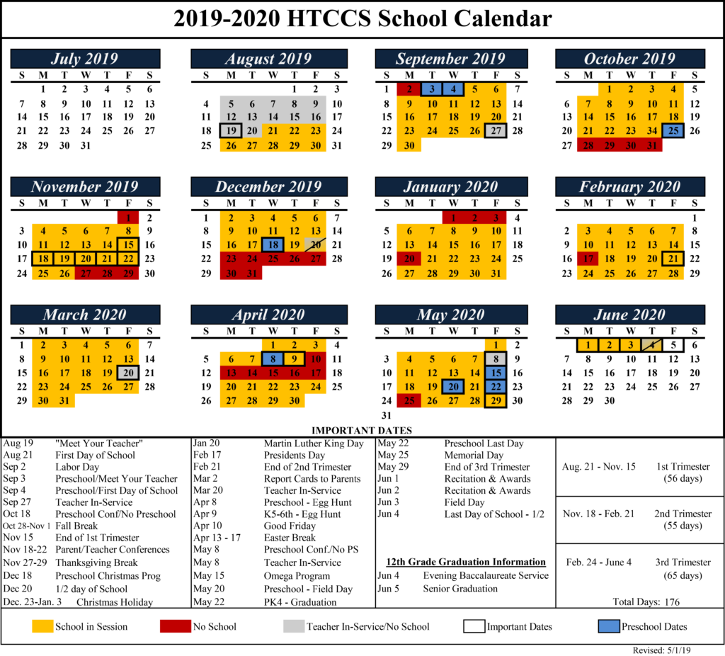 School Calendar HOLY TRINITY