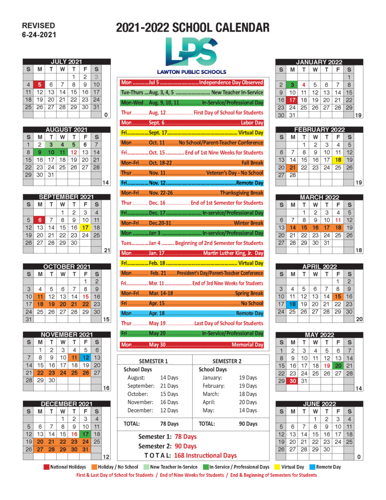 School Calendar Hours Lawton Public Schools