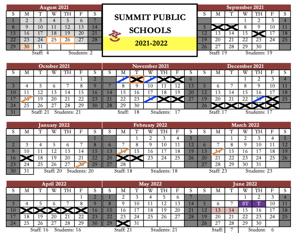 School Calendar Summit Public Schools