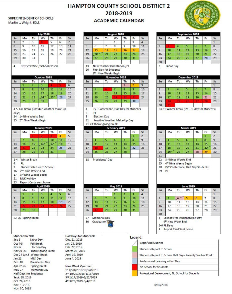 School District 2 Calendar 2019 Free Calendar Template