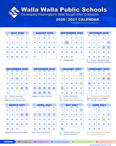 School Year Calendars Approved Walla Walla Public Schools