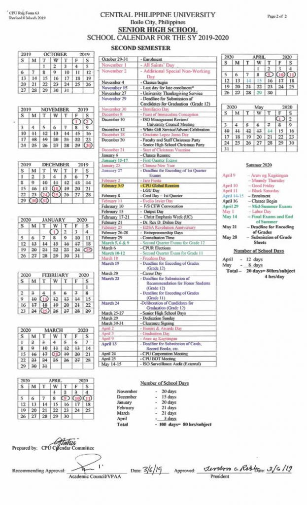 Superior Senior High School Calendar 2024