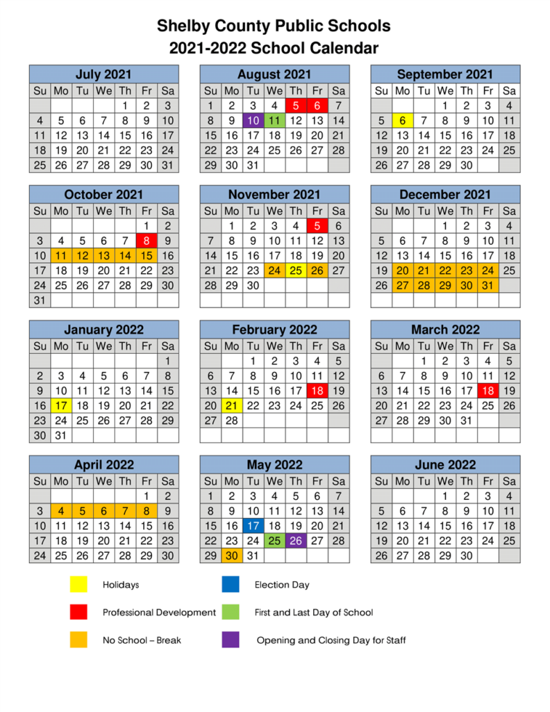 Shelby County Public Schools Calendar