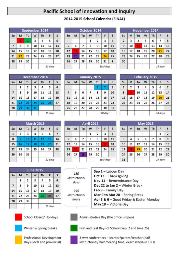 2014 15 Calendar School Calendar Calendar School