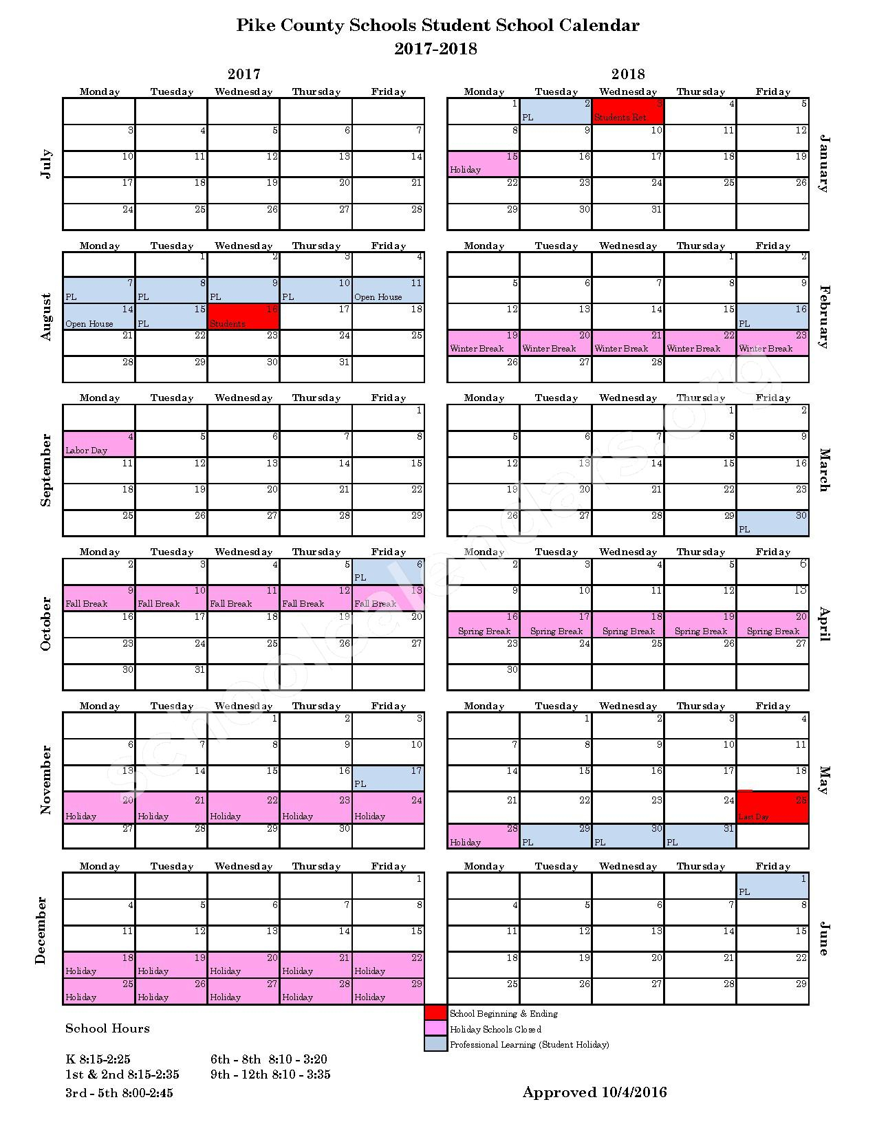 Pike County School Calendar 2023 Schoolcalendars net