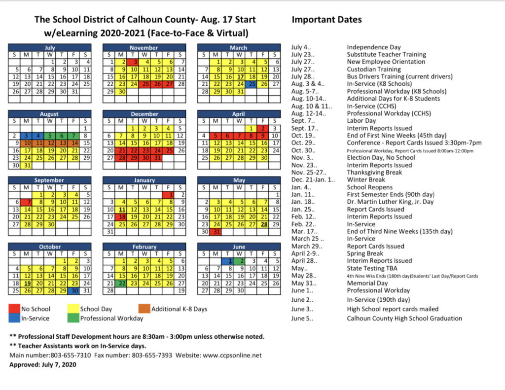 2020 And 2021 School Calendar Greenville Sc Printable Calendars 2021