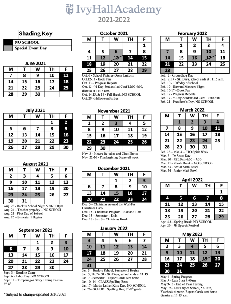 Ivy Hall Elementary School Calendar 2023