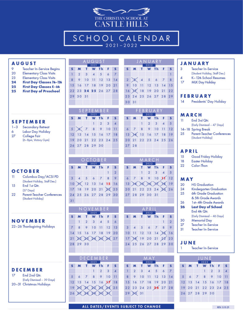 Artboard 1 copy 52021 2022 Calendar The Christian School At Castle Hills