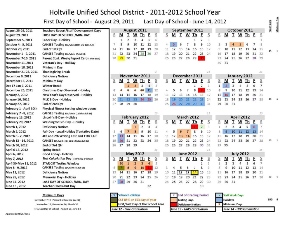 Ask The Superintendent Calendar For 2011 2012 Approved click Below 