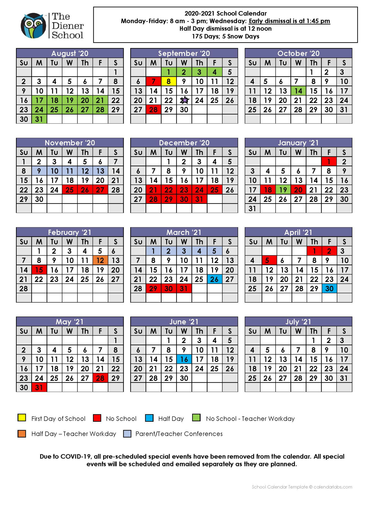 County School Calendar 2022