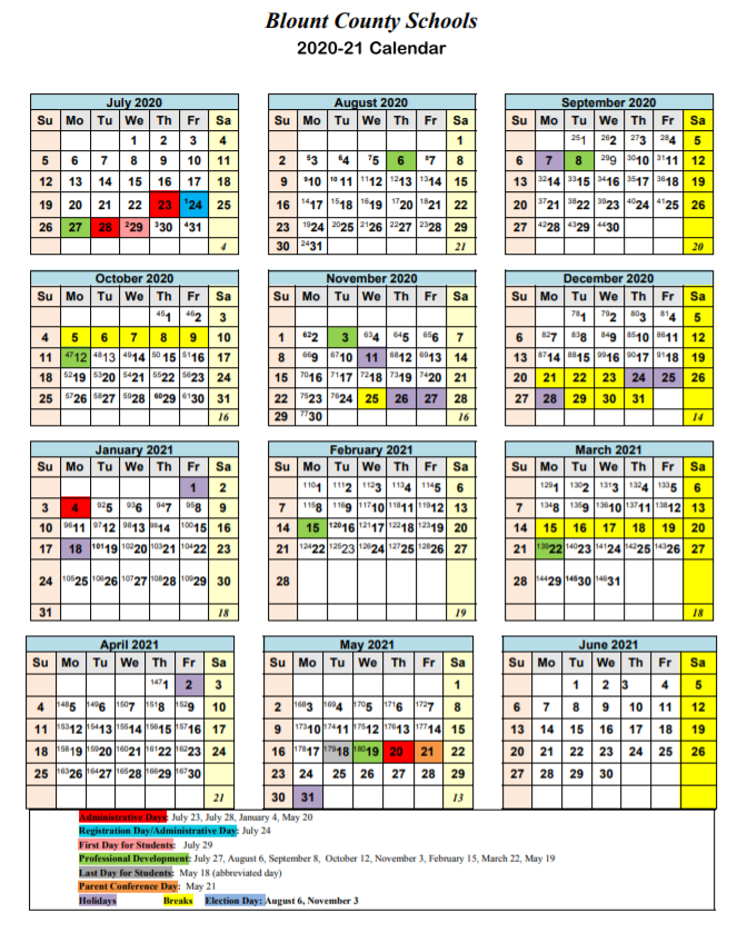 Blount County Schools Calendar 2021 And 2022