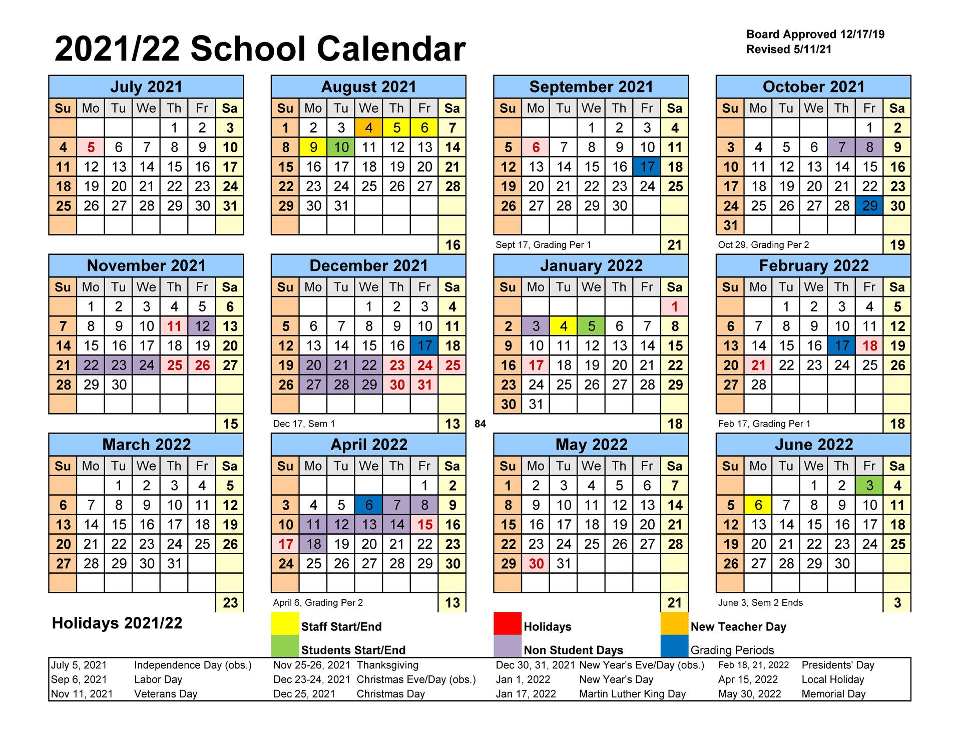 School District Calendar 2022-23 2022 - Schoolcalendars.net