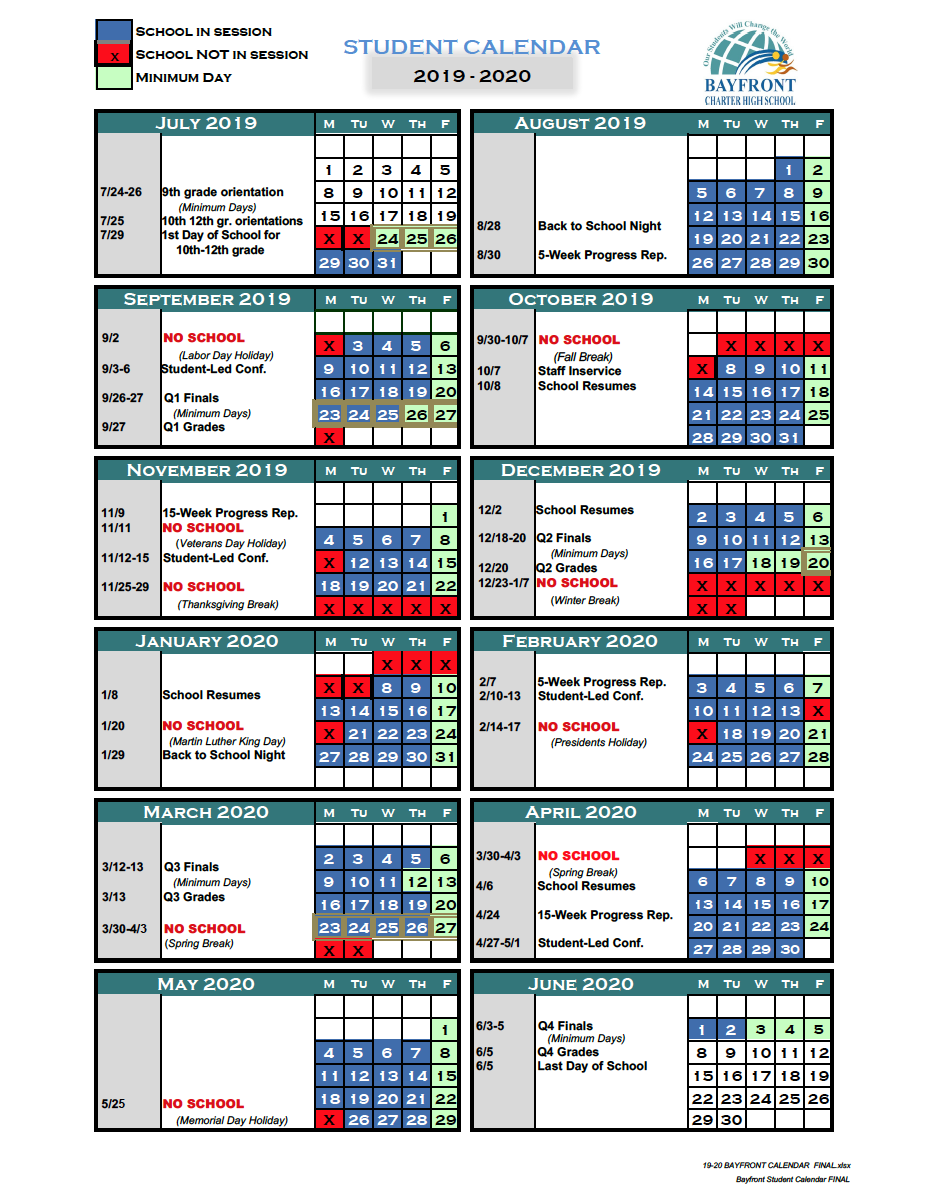 CALENDAR Bayfront Charter High School