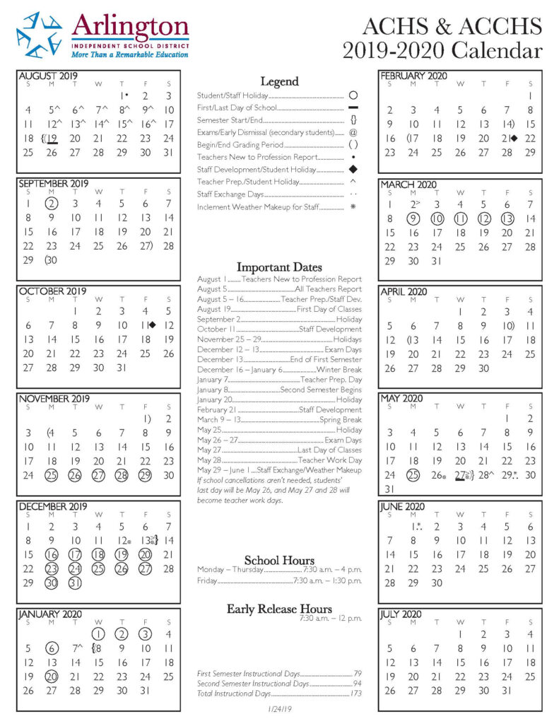 Calendars Arlington Collegiate High School At TCC Southeast