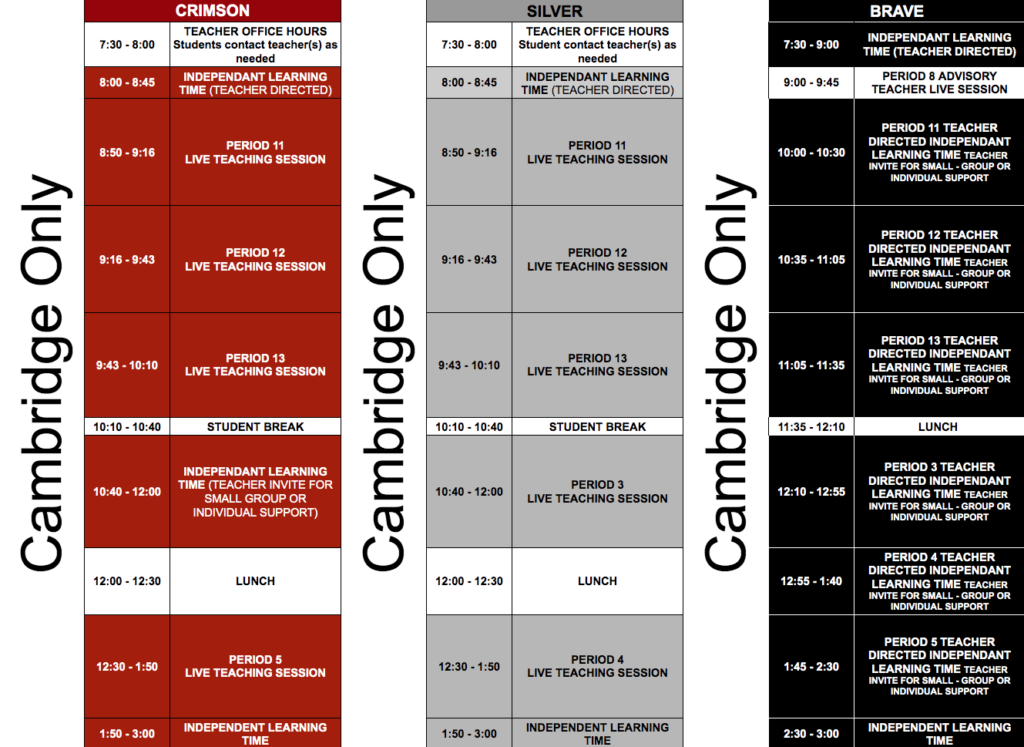 Cambridge Program Cambridge Schedule