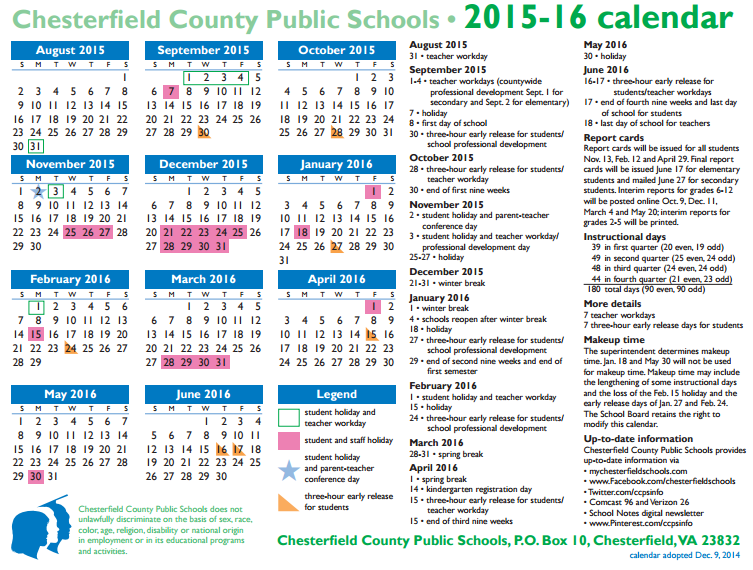 Chesterfield County Public Schools Calendar 2022 2023 Calendar 2022
