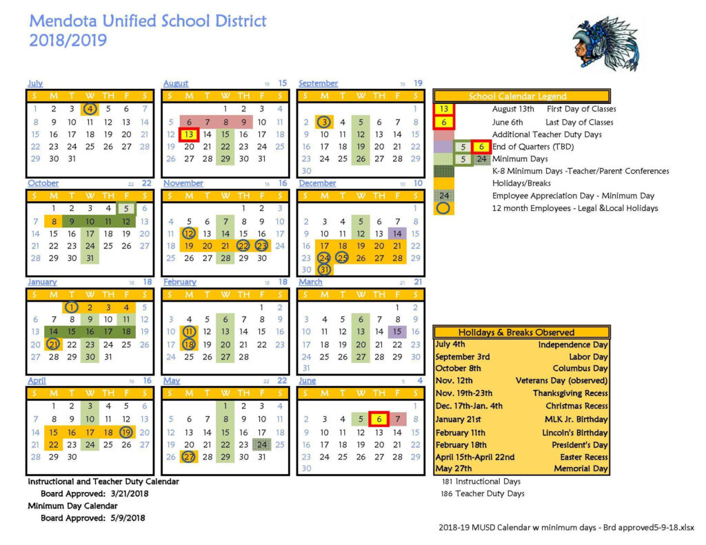 City Of Merced School District Calendar Printable Calendar 2020 2021