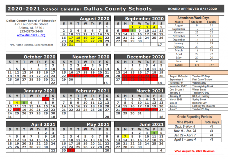 Dallas County Schools Calendar 2021 And 2022