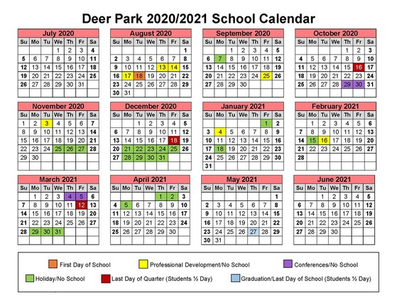 Deer Park Releases 2020 21 And 2021 22 Annual School Calendars