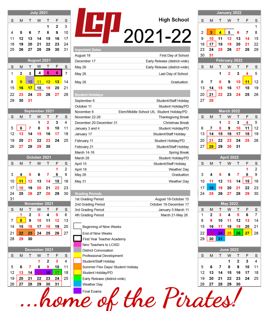 District And High School Calendar Lubbock Cooper ISD