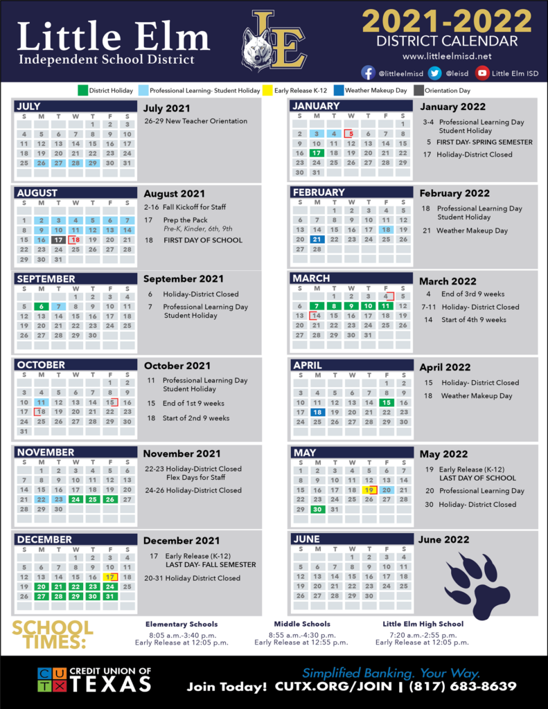 District Calendar Academic Calendar