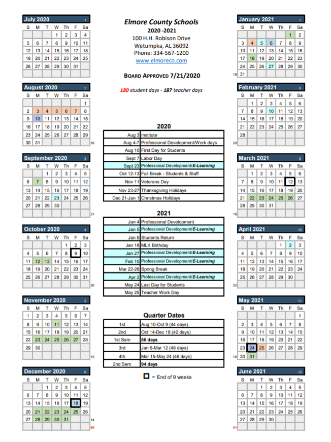 Elmore County Schools Calendar 2023