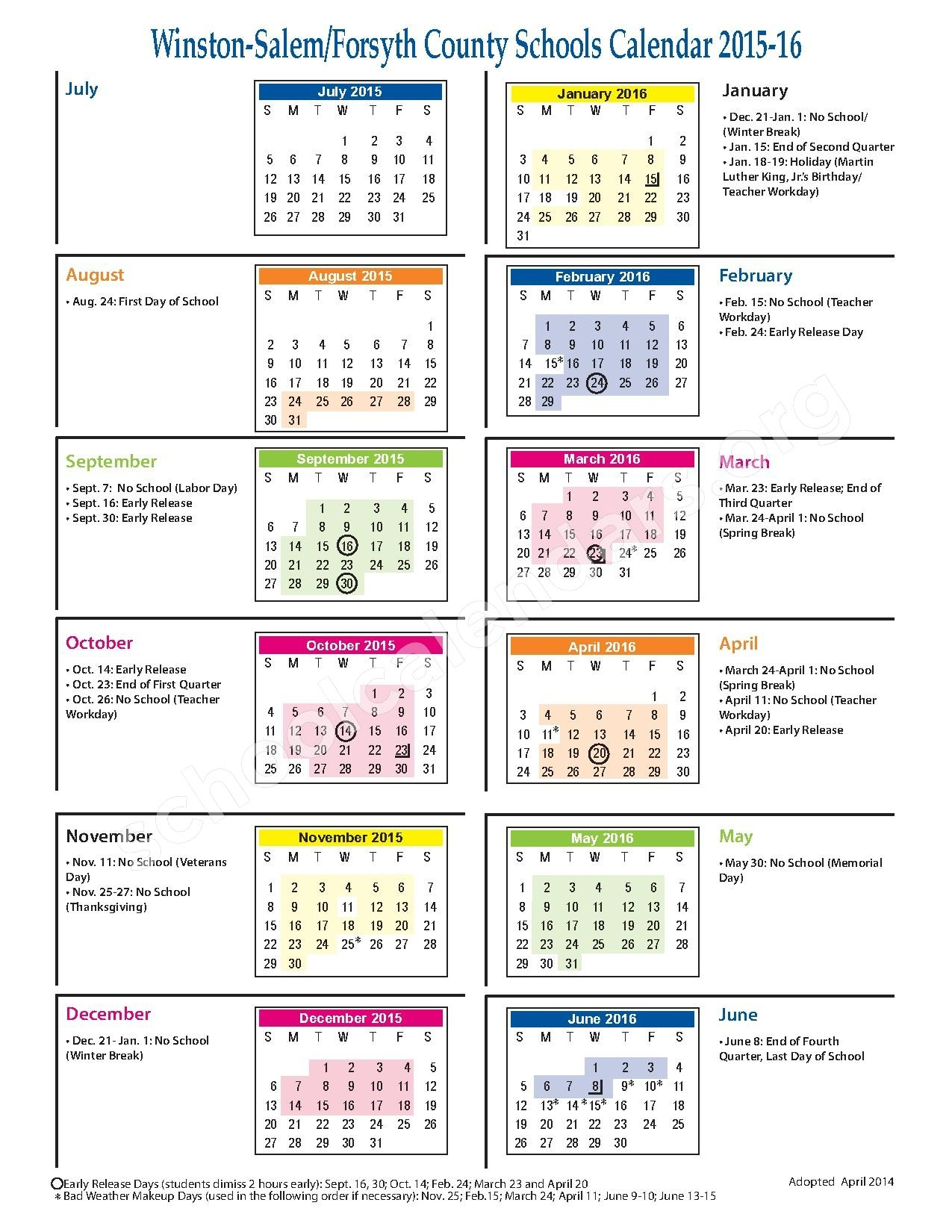 Forsyth Elementary School Calendar 2022