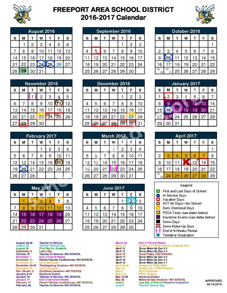 Freeport Area School District Calendars Pennsylvania
