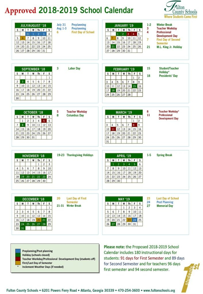 Fulton County School Calendar 2018 2019 Baverman Real Estate Consultants