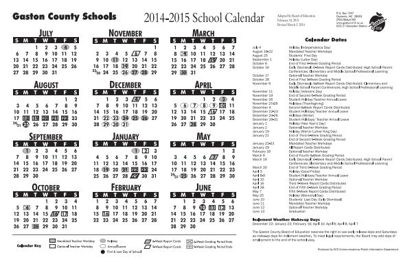 Gaston County School Calendar 2023 Schoolcalendars net