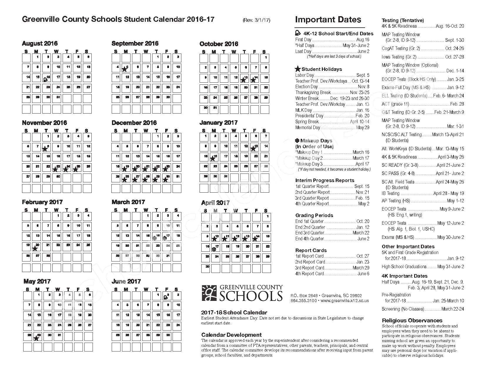Calendar Greenville County Schools 2023
