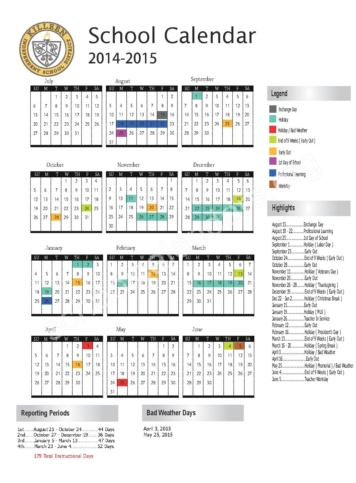 Haynes Elementary School Calendars Killeen TX