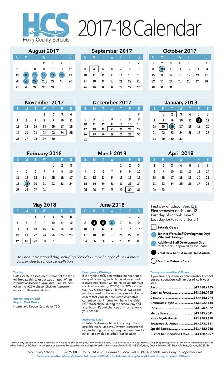 Horry County Schools Calendar 2024 - Schoolcalendars.net