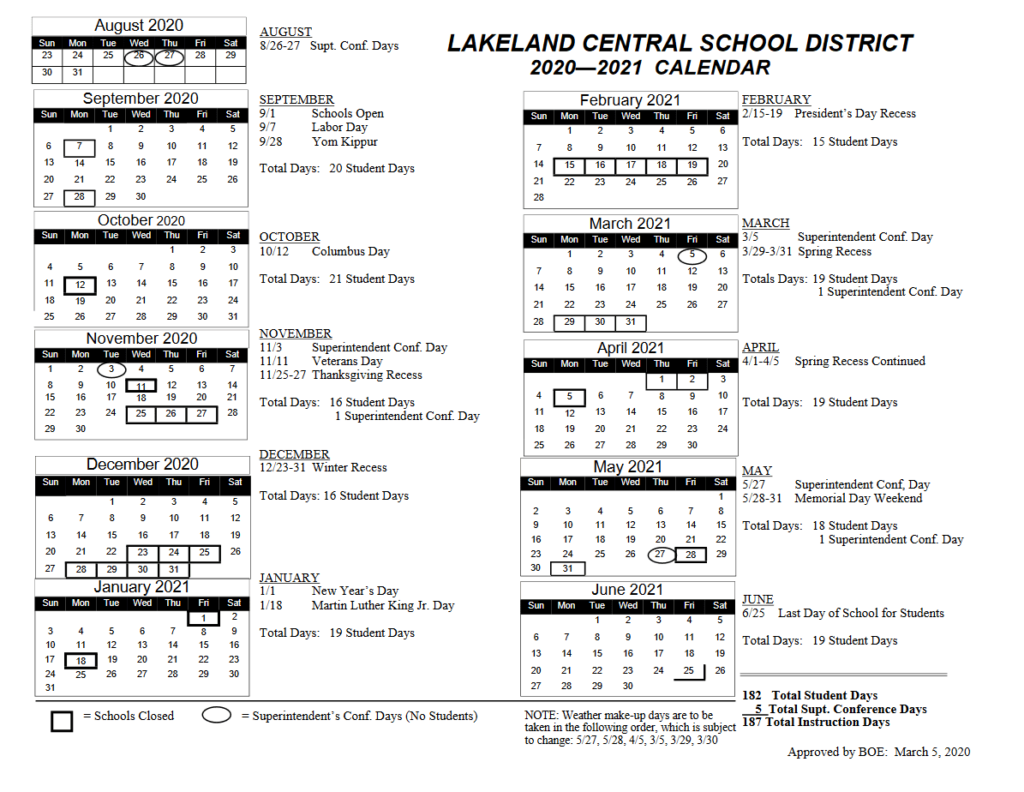 Lakeland Calendar Tom Thumb Preschool