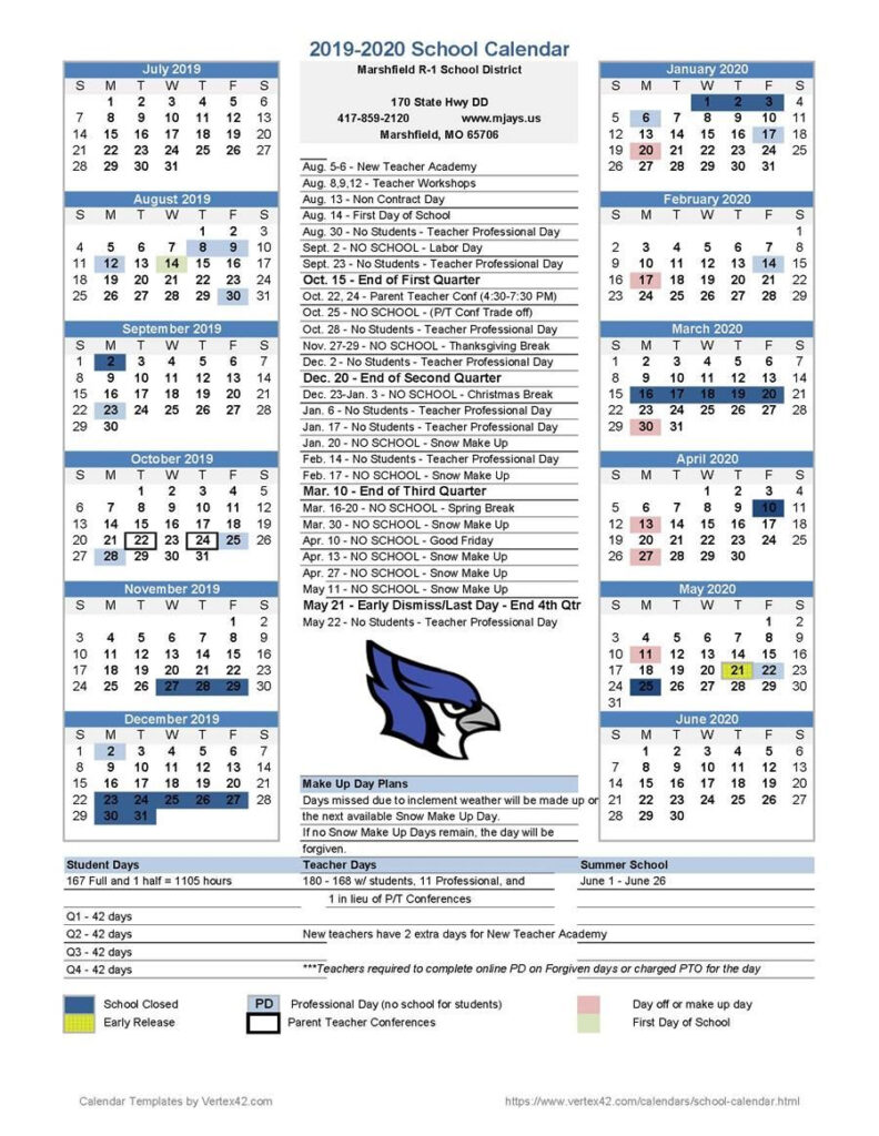 Marshfield School District Calendar 2020 And 2021 PublicHolidays us