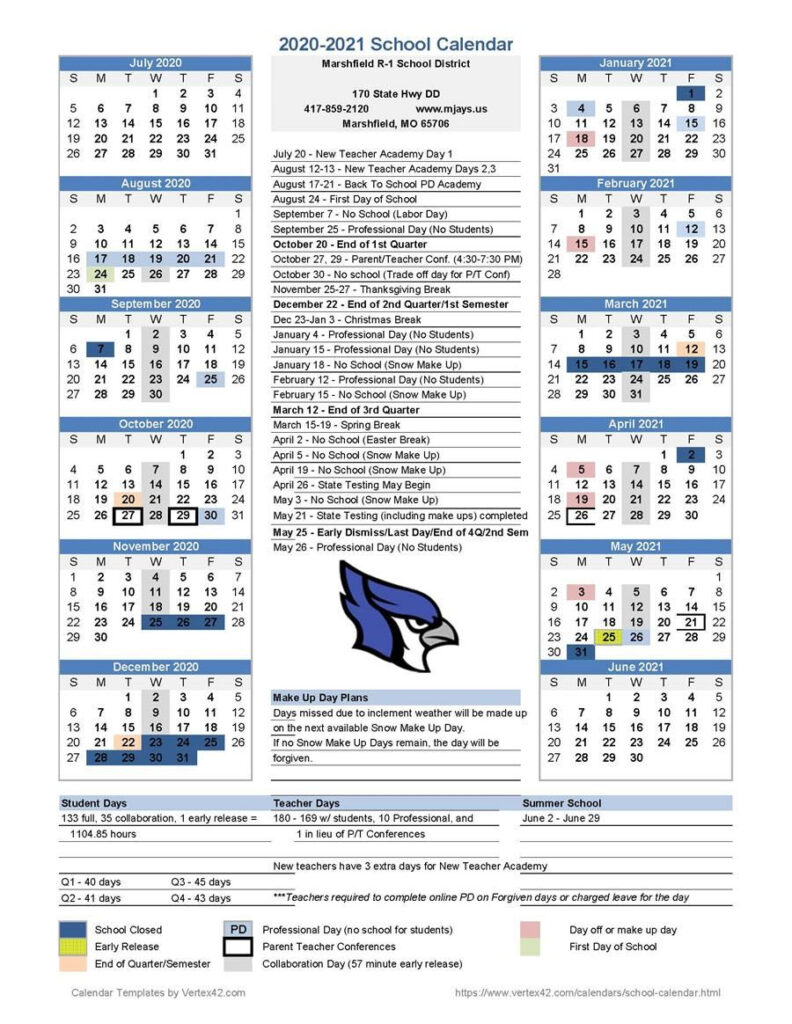 Marshfield School District Calendar 2021 And 2022 PublicHolidays us