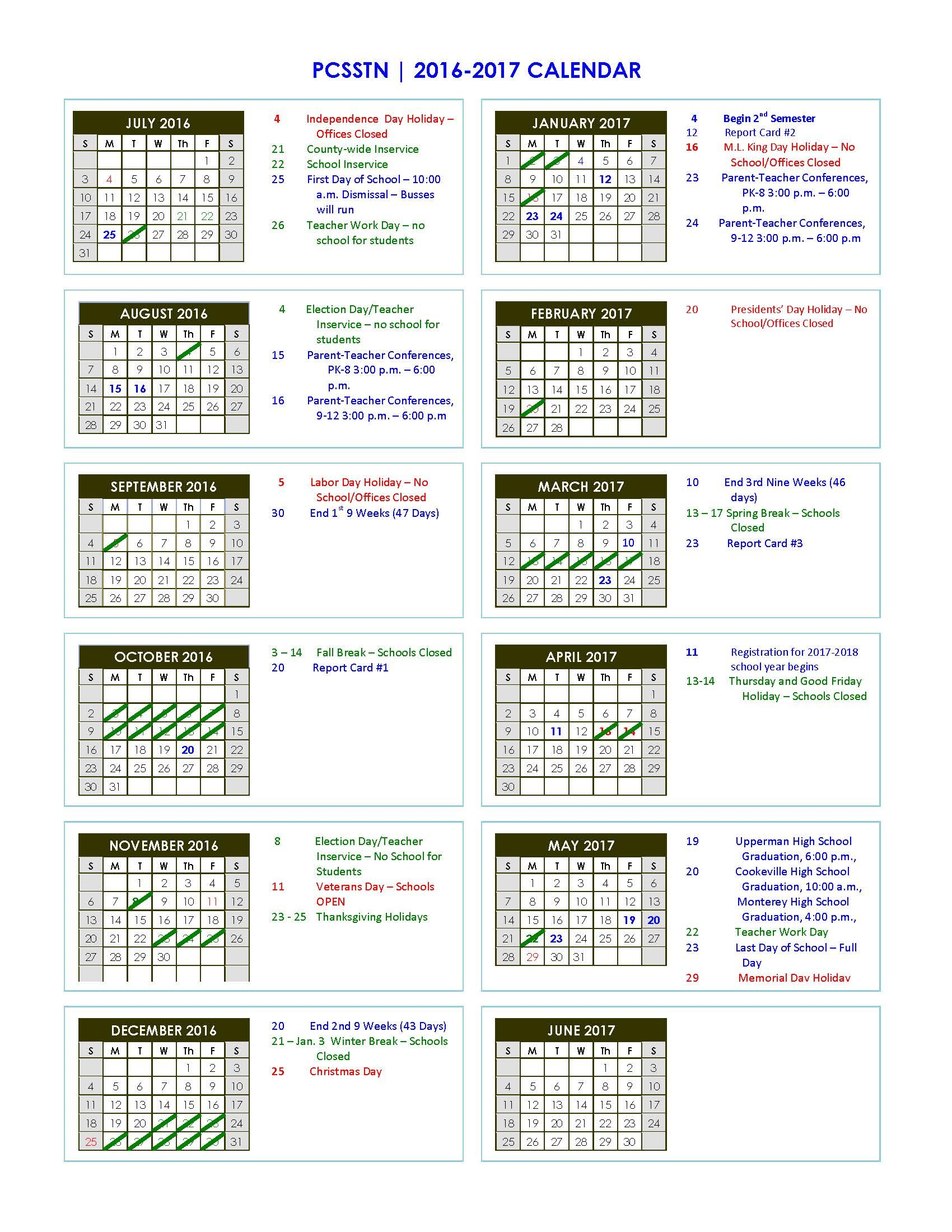 Putnam County Elementary School Calendar 2024