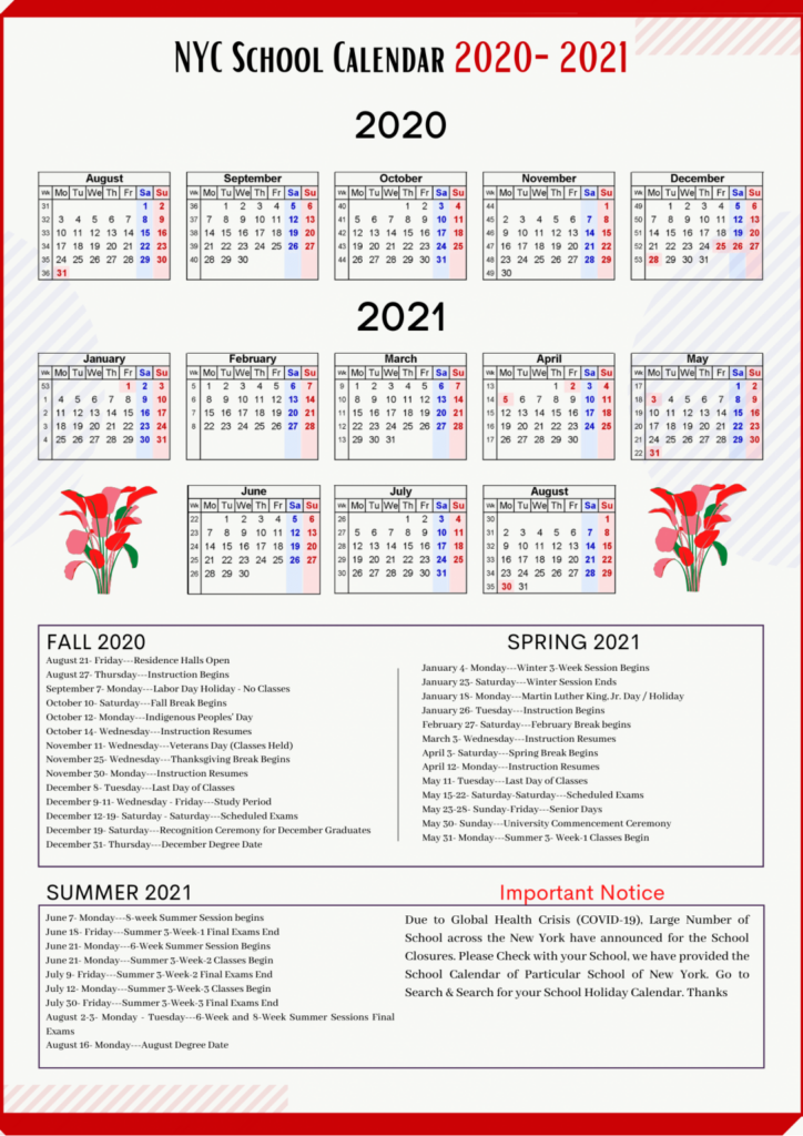  NYC School Holidays Calendar 2021 2022 