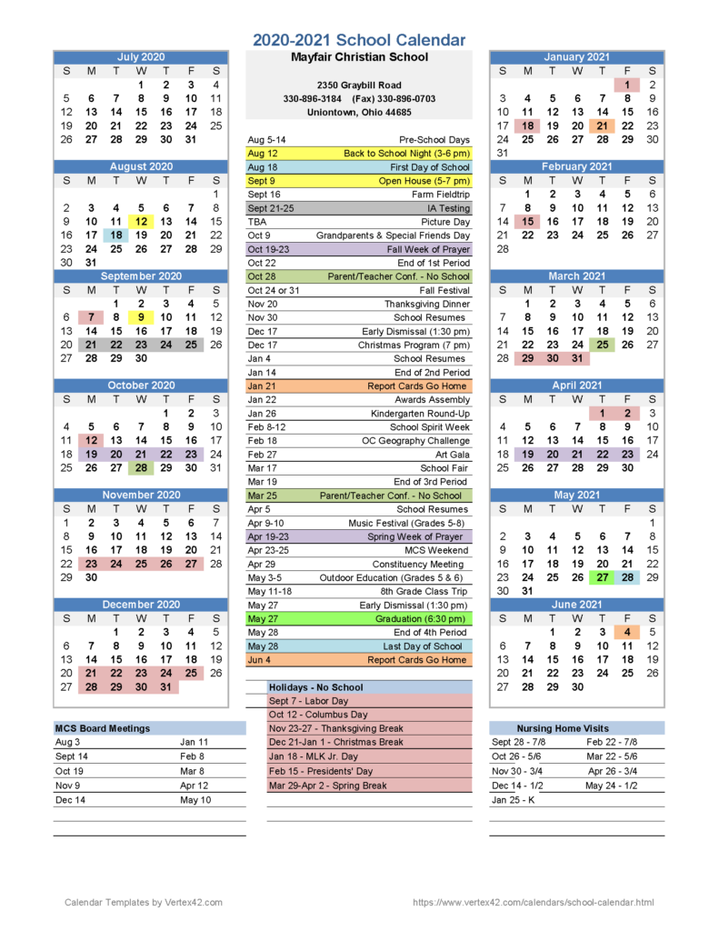 Ohio County Schools Calendar 2020 2021 Wheeling Printable Calendar 